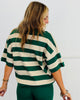 Hunter Green/Almond Stripe Top & Solid Pant Set (Reg.)