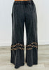 Washed Black Leopard Contrast Pants (Reg & Plus)