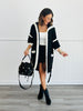 Black Loose Fit Short Sleeve Open Cardigan (Reg. and Plus)