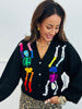 Queen Of Sparkles Black Rainbow Skeleton Button Up Cardigan (Reg. and Plus)