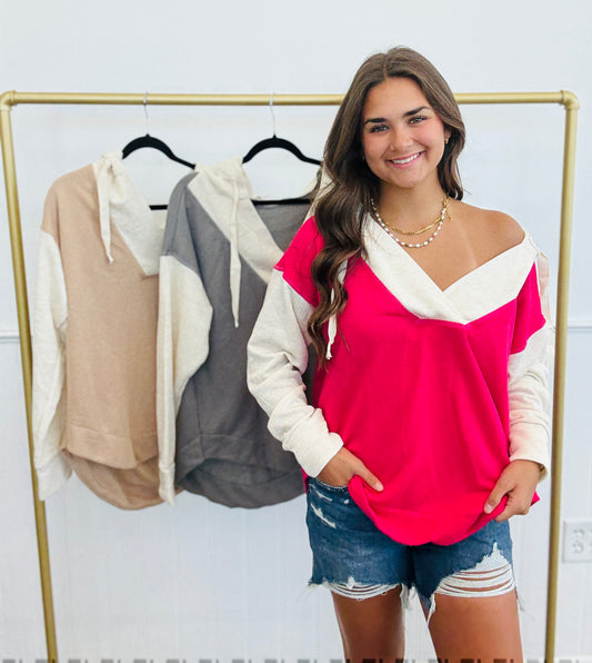 Color Block Pullover Hoodie- 3 Colors
