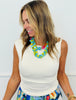 Off Shoulder Asymmetric Neck Top (Reg.)-4 Colors