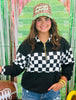 Black End Zone Checkered Pullover Top (Reg. and Plus)