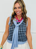 Navy Gingham Faux Sweater Sleeveless Top (Reg.)