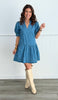 Denim Quilted Mini Dress (Reg)