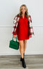 Red Polo V-Neck Mini Sweater Dress (Reg.)