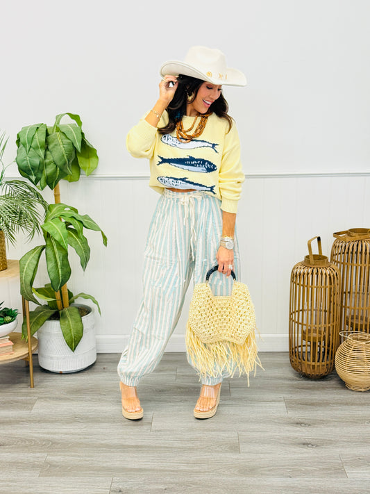 POL Aqua Striped Star Patch Balloon Pants (Reg.)