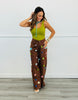 Queen Of Sparkles Brown Multi Sequin Flower Wide Leg Jeans (Reg. and Plus)