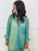 Blue/Yellow Shimmer Sheer Longline Top (Reg. and Plus)