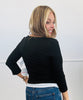 Black Square Neck Contrast Trim Top (Reg.)