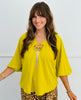 Chartreuse Relaxed Fit Blouse (Reg. and Plus)