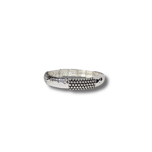 Hammered Silver Studded Stretch Bracelet