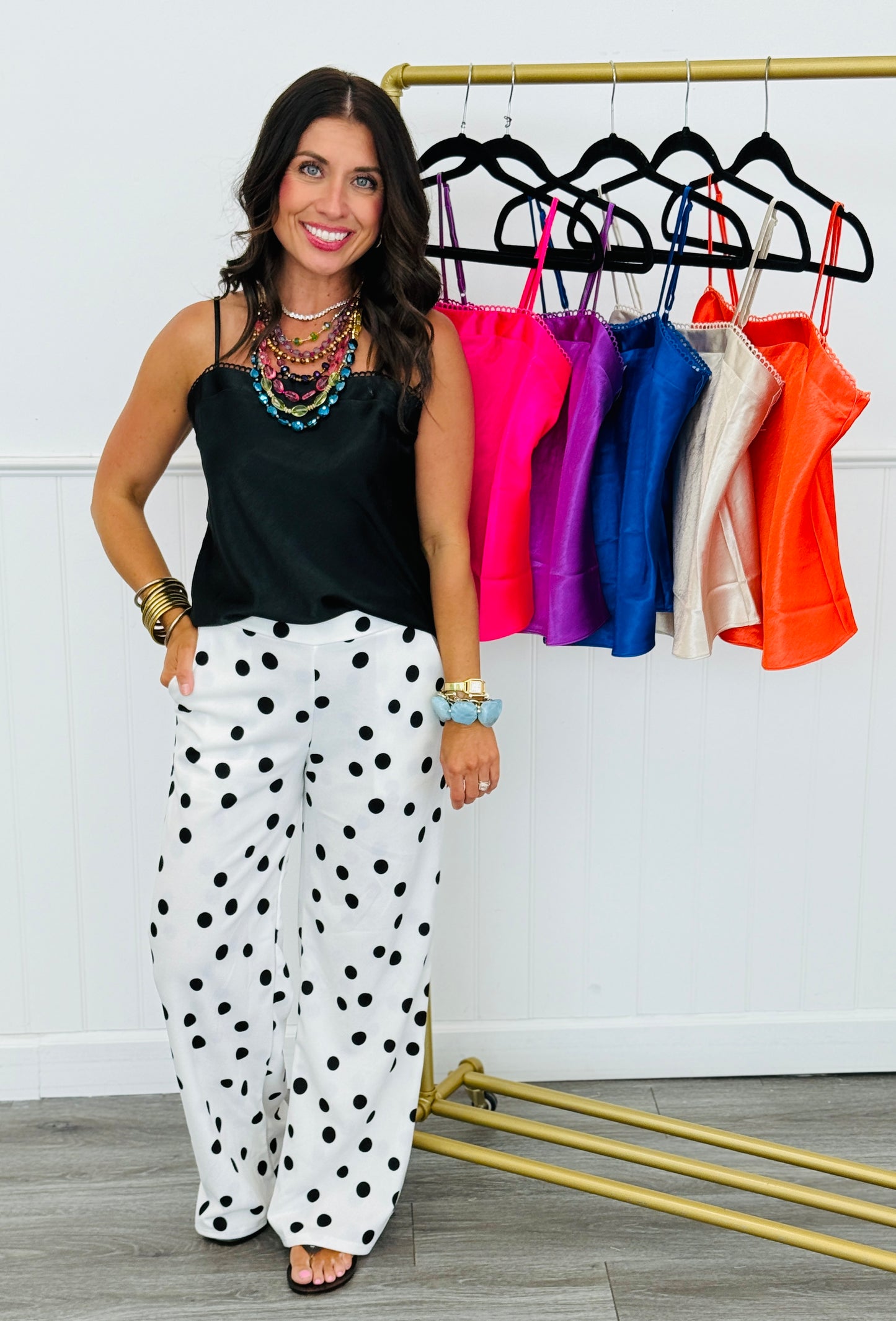 Scallop Trim Satin Cami Top (Reg.) - 6 Colors