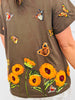 Queen Of Sparkles Brown Beaded Butterfly & Sunflower Tee (Reg. and Plus)