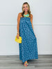 Dusty Blue Polka Dot Maxi Dress (Reg.)