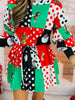 Queen Of Sparkles Colorblock Polka Dot Christmas Icon Mini Dress (Reg. & Plus)