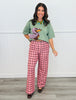Pink/Brown Gingham Wide Leg Pants (Reg.)
