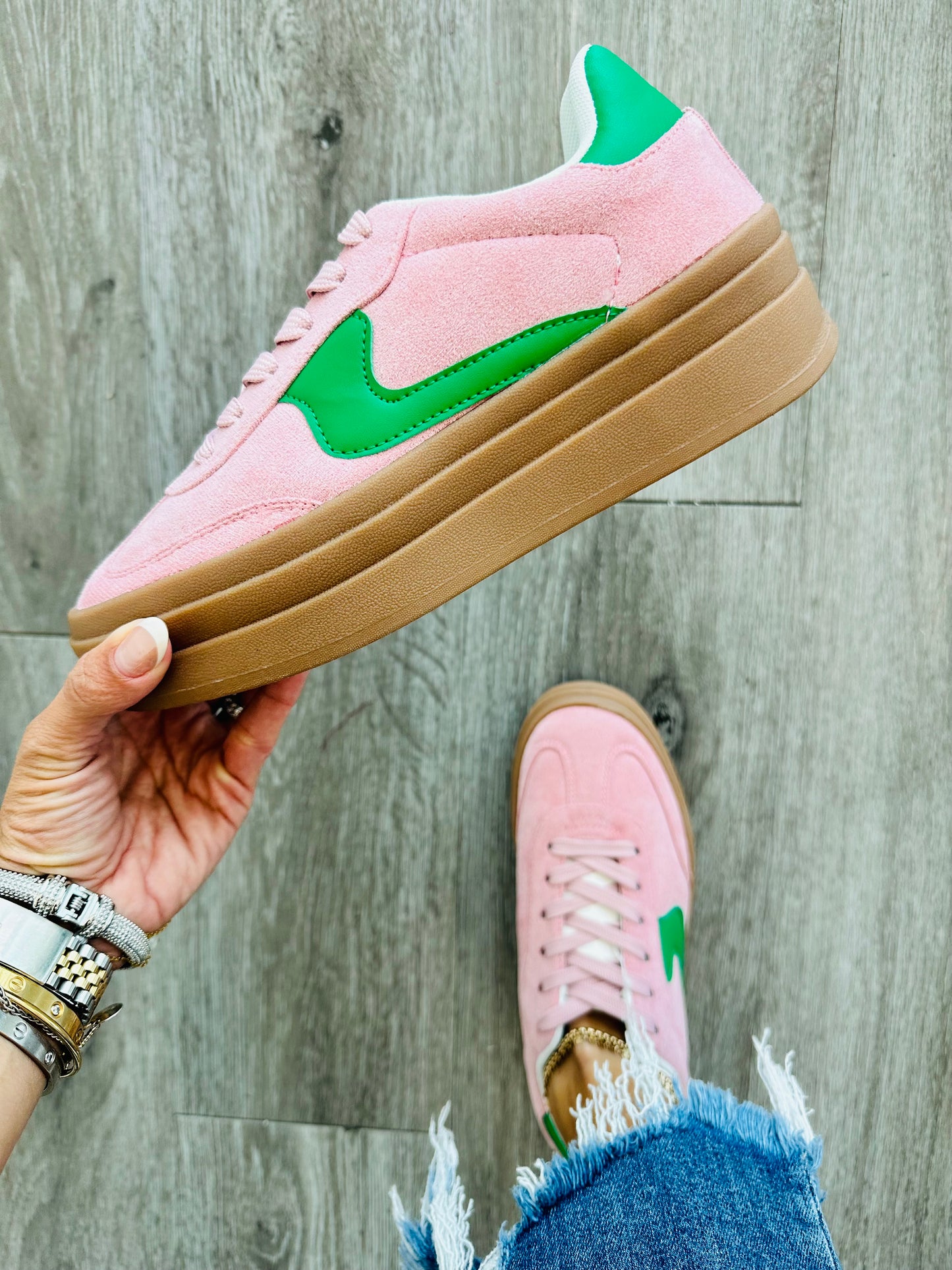 Pink Sensationally Suede Platform Sneakers