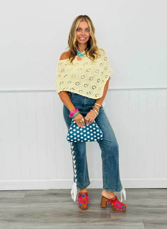 Denim Blue Lace Up Side Pants (Reg.)