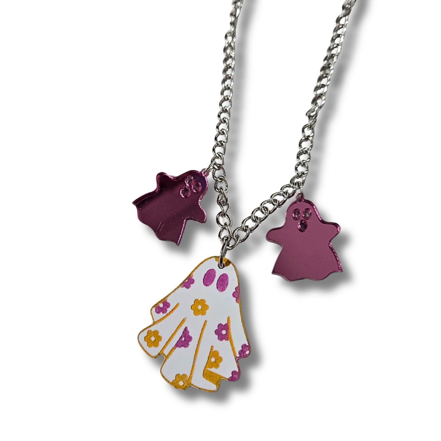 The Boo Crew Floral Ghost Charm Necklace