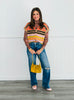 Taupe/Orange Stripe V-Neck Sweater Vest (Reg & Plus)