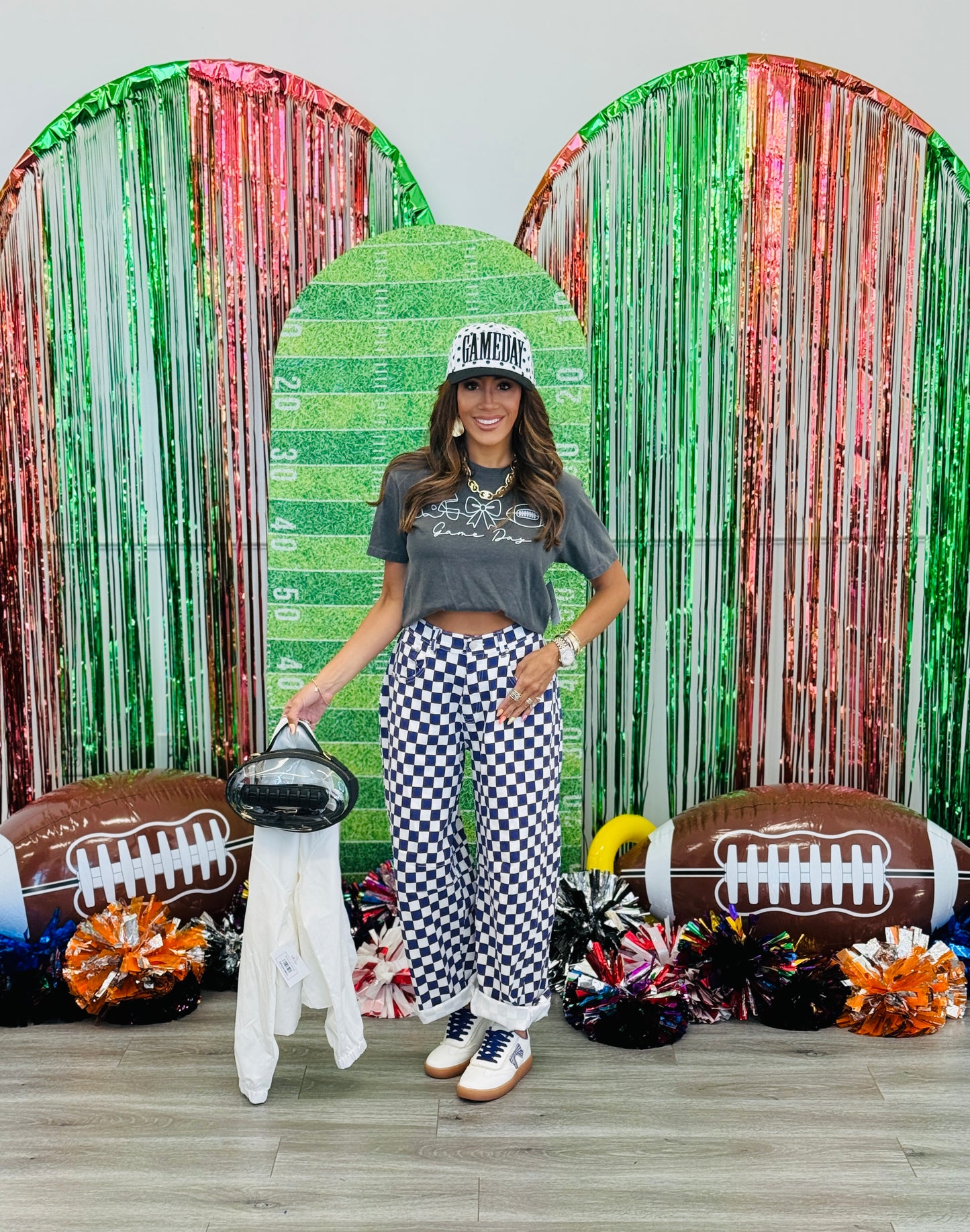 Checkered Game Day Barrel Pants (Reg.) - 3 Colors