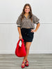 Taupe Leopard Half Zip Blouse (Reg.)