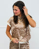 Sand Taupe Velvet Zebra Top & Pants Set (Reg & Plus)