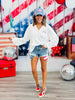 White USA Flag Hoodie Sweatshirt (Reg.)