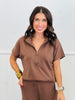 Mocha Half Zip Top (Reg. and Plus)