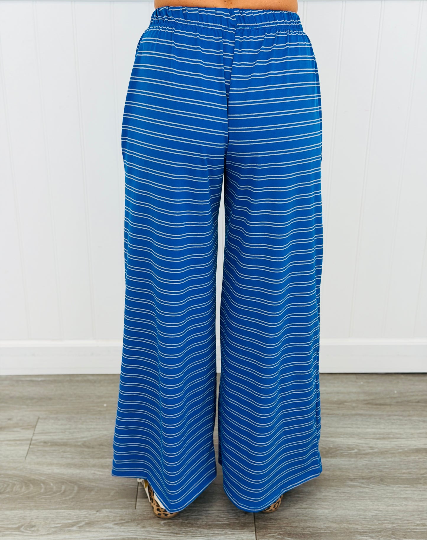 Royal Striped Tube Top & Wide Leg Pants Set