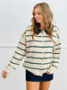 Contrast Collar Striped Sweater Cardigan (Reg.)-2 Colors