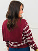Burgundy Striped Sweater (Reg. and Plus)