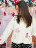 Ivory Embroidered Holiday Button Down Cardigan (Reg.)
