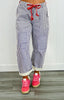 Lilac Striped Twill Barrel Pants (Reg & Plus)