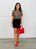 Leopard Short Sleeve Mesh Blouse (Reg.)