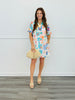 Blue Sea Multi Print Button Up Mini Dress (Reg. and Plus)