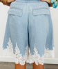 Denim Lace Bermuda Shorts (Reg.)