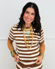 Brown Stripe Knit Top & Pant Set (Reg.)