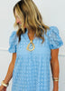 Blue Eyelet Midi Dress (Reg & Plus)