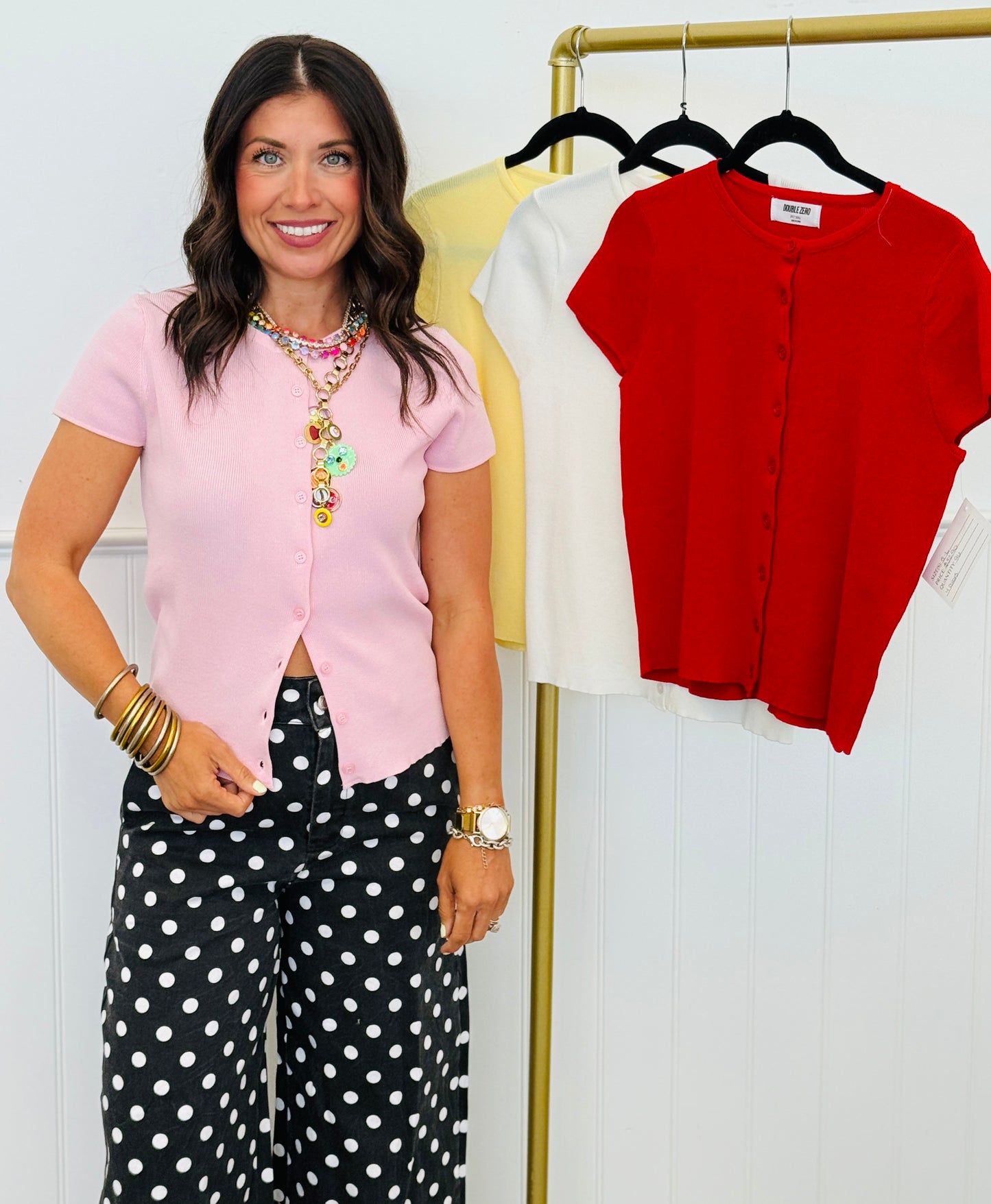 Button Front Viscose Top (Reg.)-4 Colors