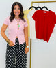 Button Front Viscose Top (Reg.)-4 Colors