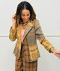 Brown Tan Combo Plaid Herringbone Blazer (Reg & Plus)