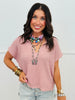 Mauve Split Neck Knit Sweater (Reg. and Plus)