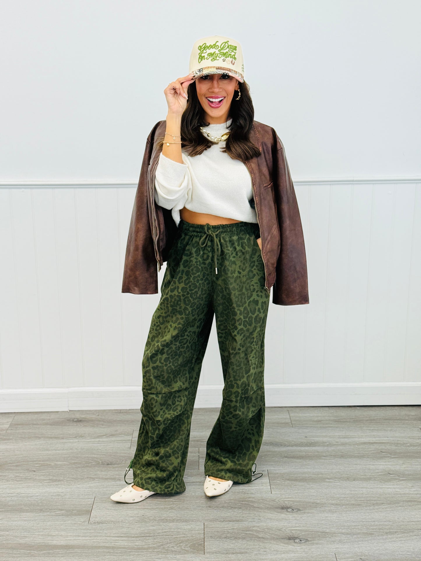Olive Color Me Leopard Jogger Pants Remix (Reg & Plus)