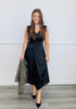 Black Satin Lace Midi Dress (Reg.)