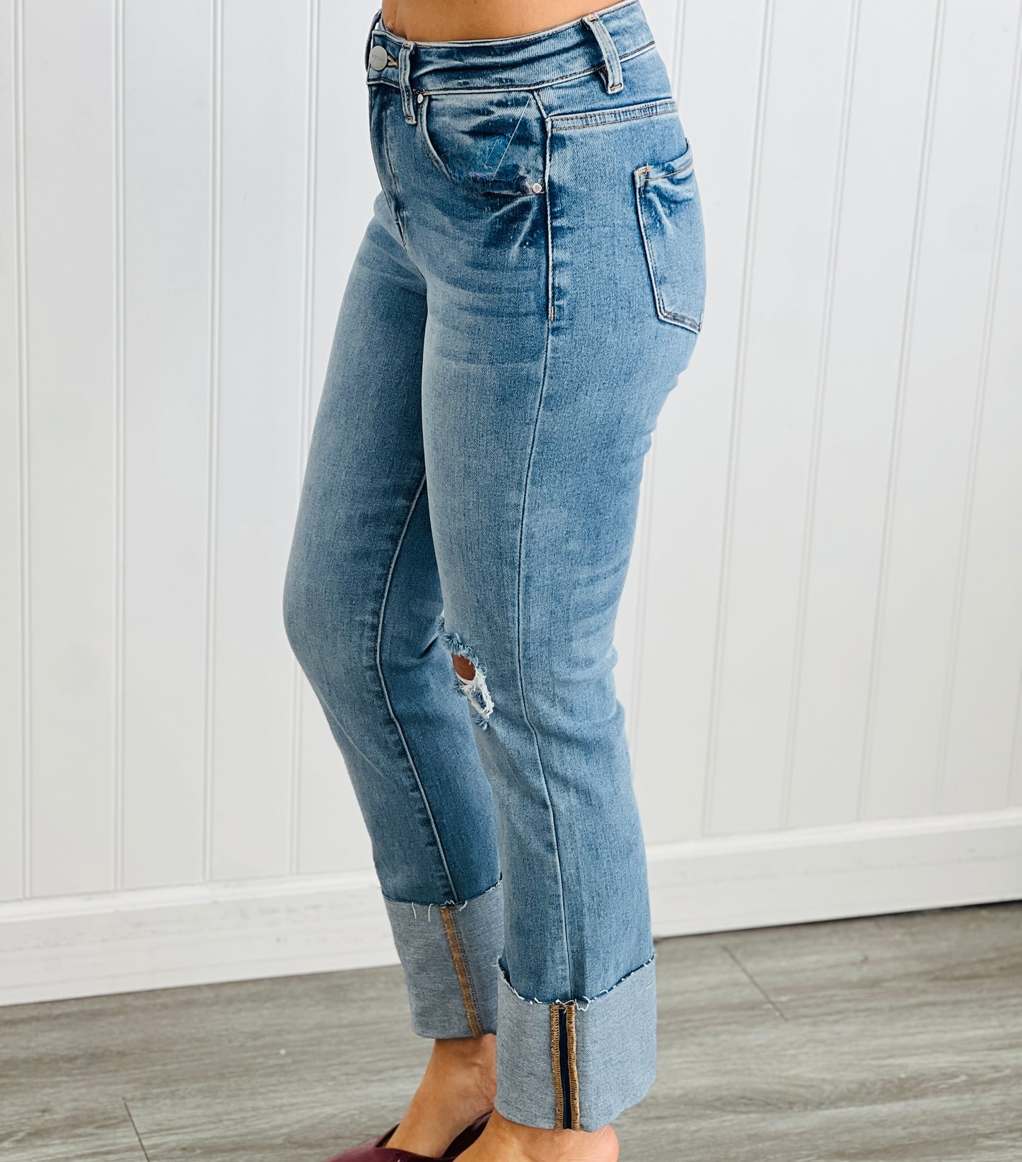 Risen Today's The Day Medium Wash Cuffed Jeans (Reg & Plus)