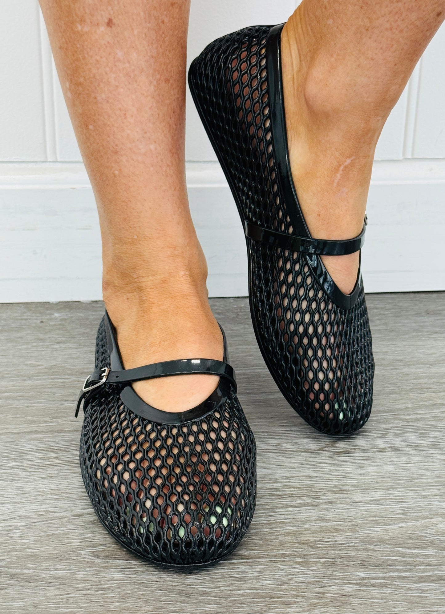 Black Jelly Goddess Flats