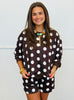Brown Polka Dot Sweatshirt & Shorts Set (Reg & Plus)