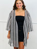 Black/White Knit Patterned Cardigan (One Size & Plus)